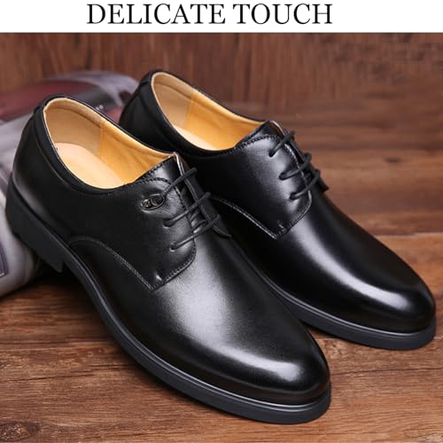 Men's Business Dress Oxford Shoes Classic Leather Round Toe Lace-Up Low Thick Heel Non-Slip Work Casual Work Shoes Wedding Formal Shoes4