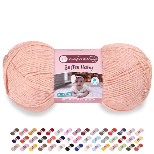 Image of Makromecity Softee Baby Yarn,%100 Premium Anti-Pilling Acrylic, 3.5 Oz, 273 yd (100gr /250 mt), Soft Yarn for Crocheting and Knitting (Salmon, 1 Skein)