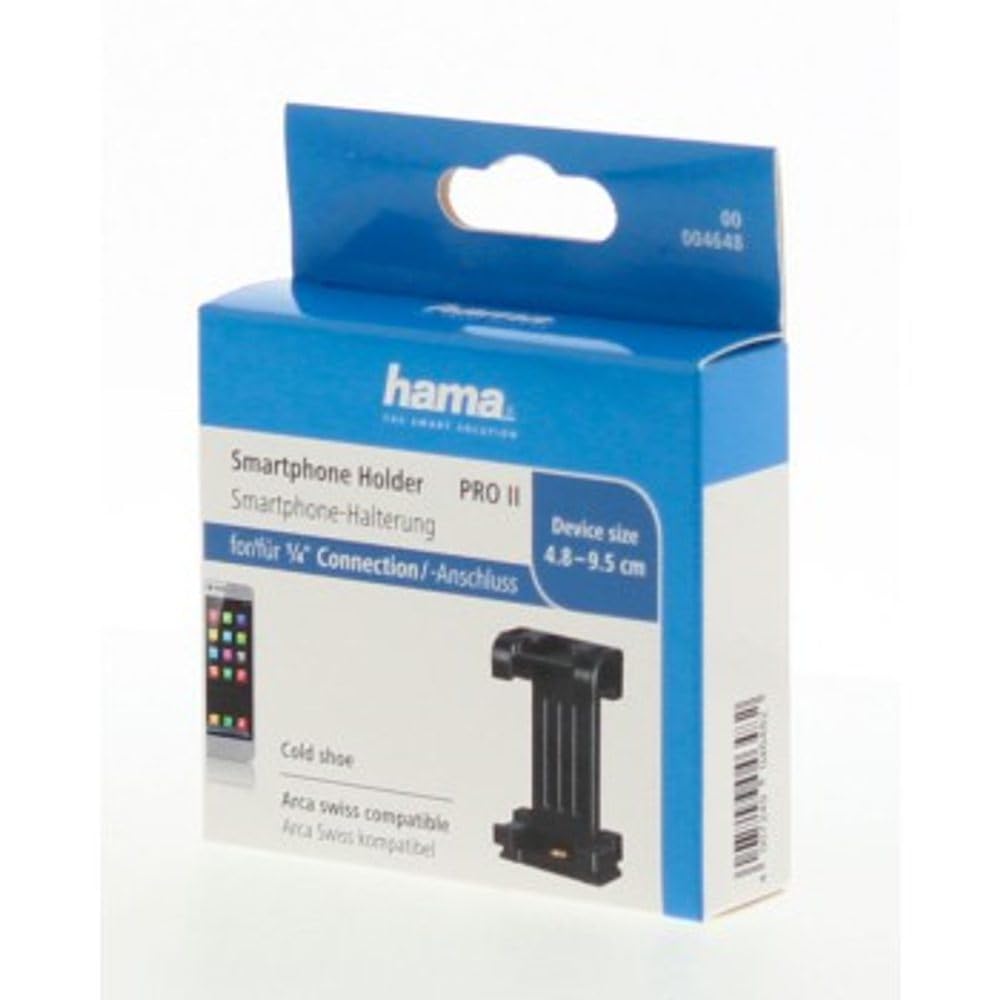 Support Smartphone Universel Pour Trépied/perche à Selfie - Pince Réglable 5,5 à 8,2 Cm, Filetage 1/4" - Noir