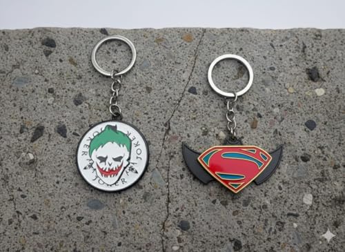 Image of MARVEL THOR Metallic SILVER Hammer,Stormbreaker /Axe & DR STRANGE,CAPTAIN AMERICA SHIELD Spinning KEYCHAIN,Heavy Quality Metal,Combo Pack for Kids Men Women Car Bike Home (BATMAN + SUPERMAN & JOKER)