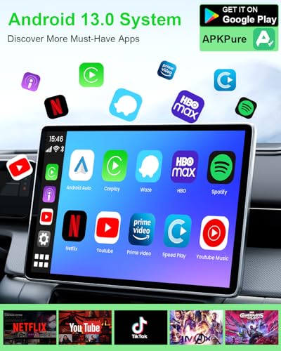 Adaptador sem fio CarPlay e adaptador sem fio automático Android compatível com Netflix/YouTube - Ma
