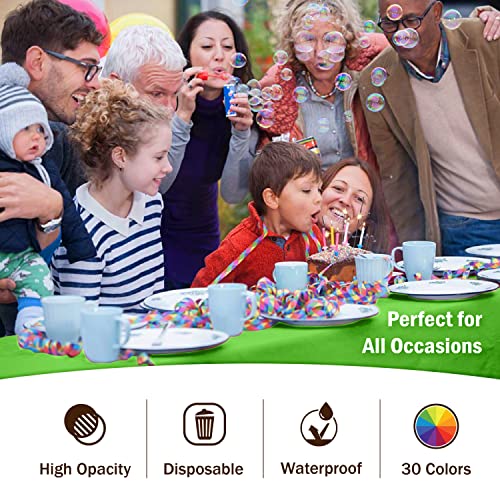 Image of Party Solids Lime Green Rectangular Plastic Tablecloth - 54x108 Inch, Pack of 24