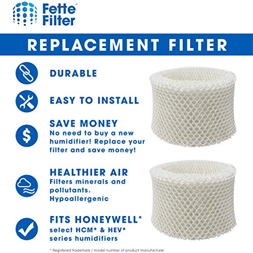 HAC-504 Premium Humidifier Wicking Filter Compatible with Honeywell HAC-504 HAC-504AW HAC504V1 Humidifier Replacement Filter A Replacement for Honeywell Filter HCM 350 & Cool Mist Humidifiers. (2QTY)
