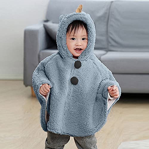 Fleece Sherpa Hooded Cloak Coat for Baby Girls Windproof Button Solid Color Outwear Toddler Boys Adorable Warm Clothes2