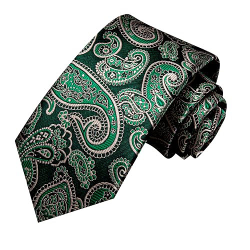 Image of Hi-Tie Men Silk Ties Set with Flower Lapel Pin Necktie Pocket Square Cufflinks for Tuxedo Wedding Business