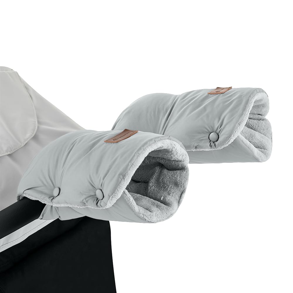 Petite&Mars JIBOT - Coprigambe universale con muffole, passeggino, carrozzina, seggiolino auto, letti, grigio, impermeabile, caldo, antivento