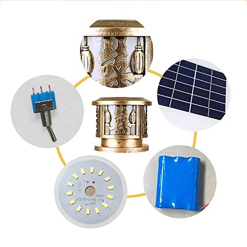 Lampe frontale solaire bronze B 40 cm pour éclairage d'extérieur de cour
