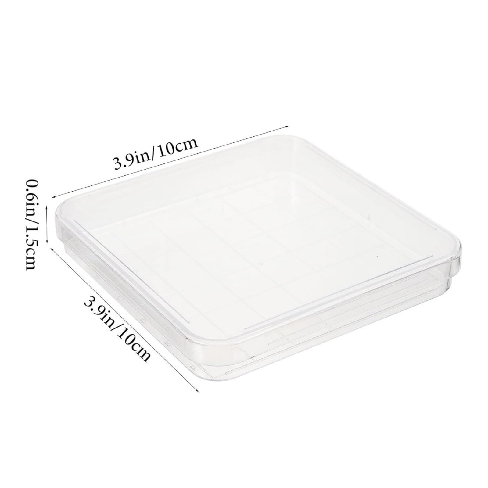 Boîtes de Petri carrées 10x10 cm en plastique avec couvercle transparent et grille - lot de 20 - pour laboratoire, microbiologie, mycologie, culture cellulaire, projets scolaires et recherches