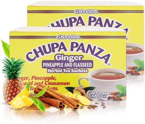 Tea CHUPA Panza, Tea Based ONGINGER Root, PINNEAPPLE, Flaxseed & Cinnamon (30 Tea Bags/0.10 oz Each) - SET OF 2
