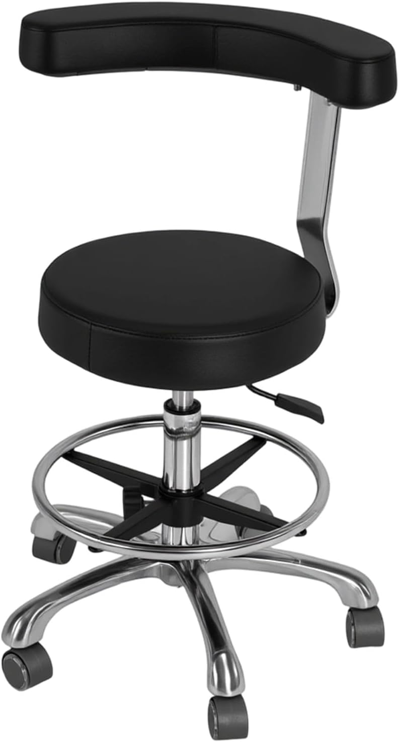Medical Stool Height Adjustable Rolling Stool with Wheels and Backrest, Heavy Duty Dentist Chair for Dental Lab, Salon, Clinic and Home Use