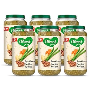 Olvarit Sperziebonen Rundvlees Aardappel – babyhapje voor baby’s vanaf 12+ maanden – 6×250 gram babyvoeding in een maaltijdpotje
