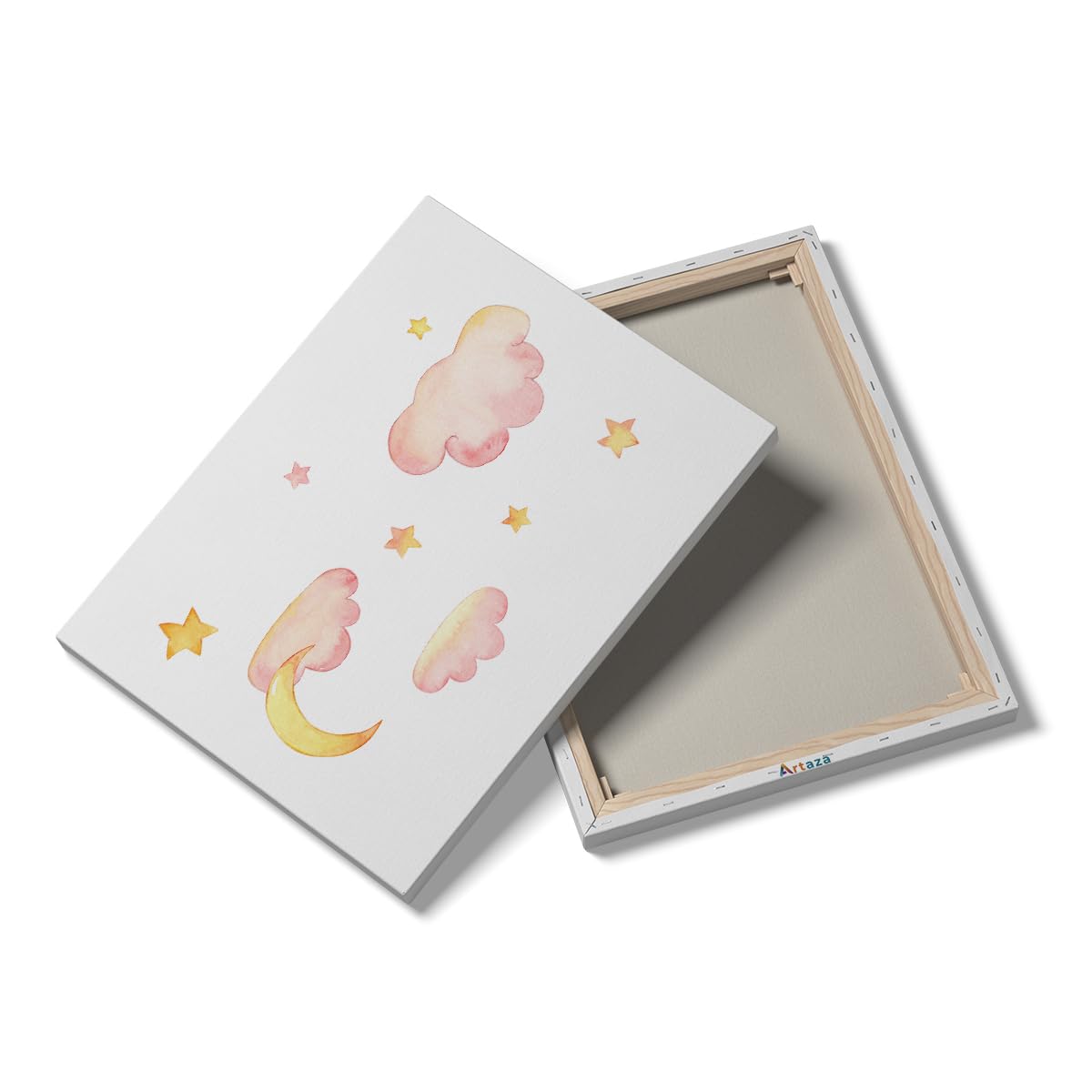 Artaza Tableau Décoration Murale Nuages Et Lune - 60x80 cm - Deco Murale Chambre Enfant - Peinture Etoiles - Impression Sur Toile Ciel Etoile