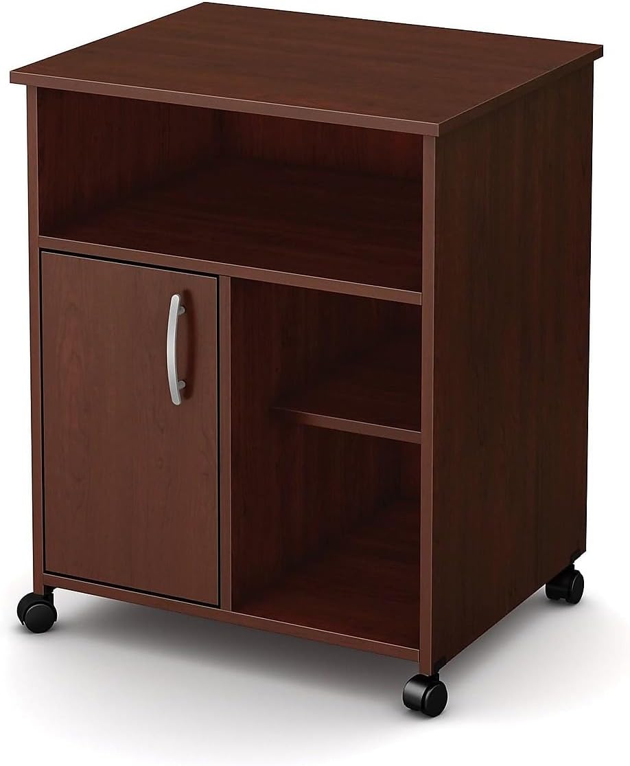 South Shore 1-Door Printer Stand with Storage on Wheels, Pure Black (7270691)