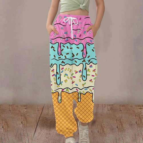 Boys Ice Cream Sweatpants Lightweight Y2k Baggy Baseball Pants Elastic Waist Joggers with Pockets Cute Preppy Clothes2