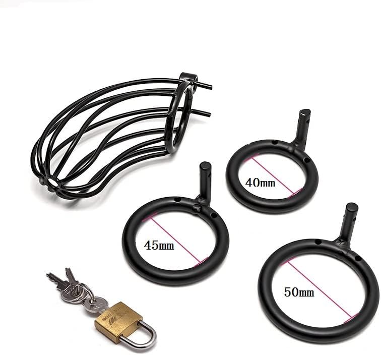 Male Cage Chastity Device Chastity Lock Cock Cage Sex Toys for Men Beginner Cage with Sunglasses to Prevent Erection Bondage (Color : Black, Size : 50mm)