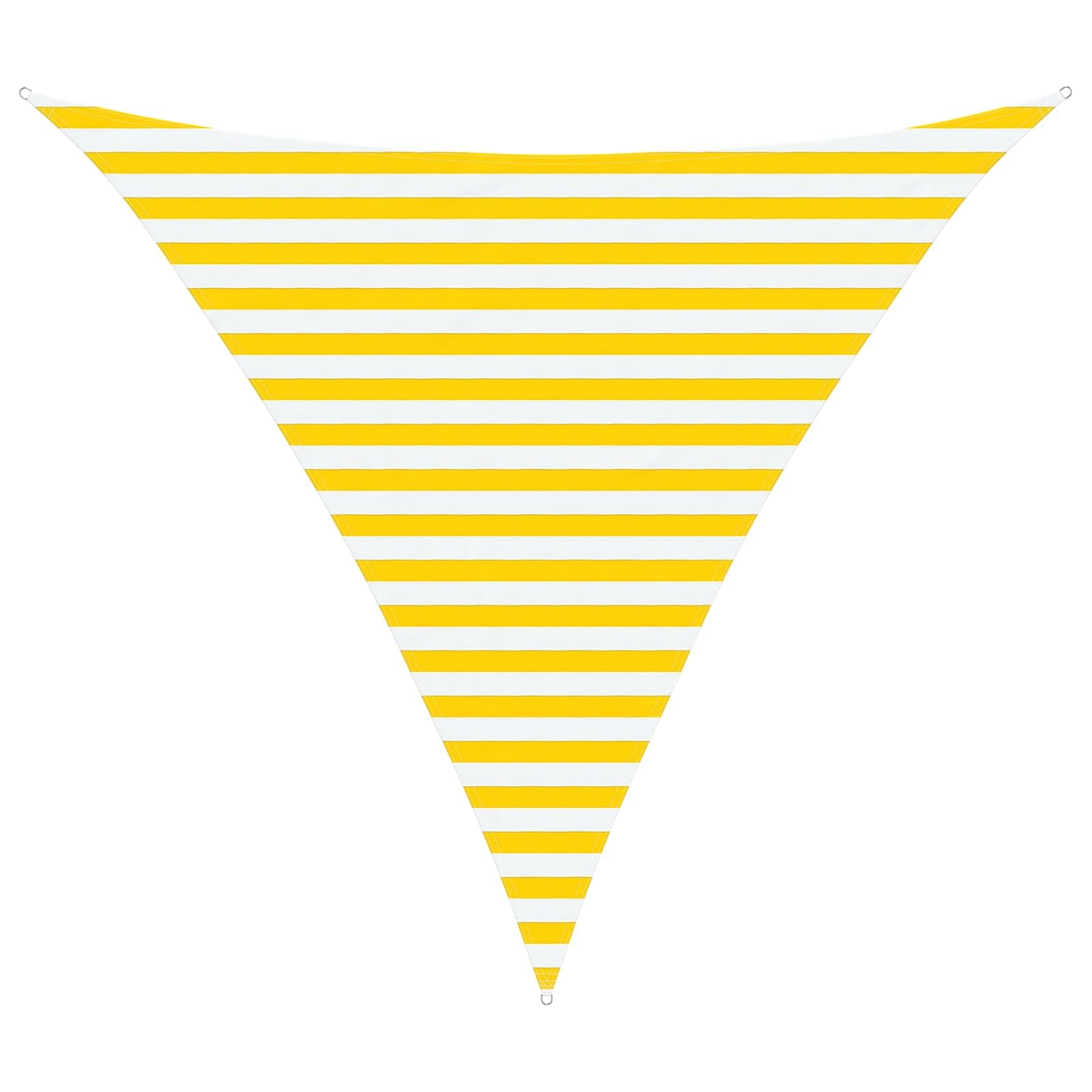 Voile d'ombrage triangulaire - 3 x 3 x 3 m - En polyester Oxford - Pour jardin, terrasse et balcon - Protection visuelle et ombrage - Jaune et blanc - Avec cordes de fixation et anneaux en D