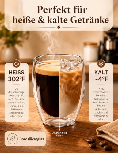 2er Set 350 ml Latte Macchiato Gläser Doppelwandig, Borosilikatglas – Bild 4