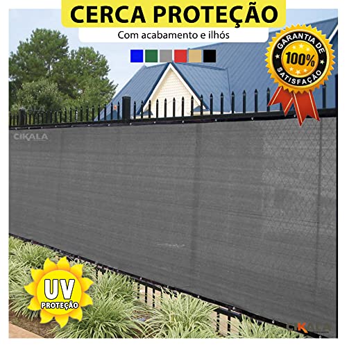 Tela Cerca CK200 Privacidade Com Acabamento Cor Cinza Proteção Shade Metro Linear 200G/M² 2x1