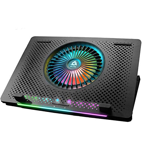 KLIM Orb + Laptop-RGB-Kühler- 11 bis 15.6 Zoll + Laptop-Gaming-Kühlung + USB-Lüfter mit Metallgitter + Stabil und leise + Mac- und PS4-kompatibel + Neuheit 2020