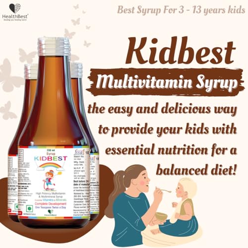 Image of Kids Multivitamin Syrup 200ml with Zinc, Vitamin A, C & E - Daily Support for Children (Pack of 3)