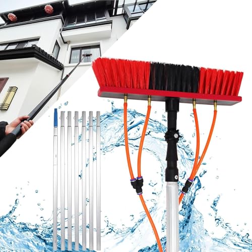 Genérico Pértiga telescópica para limpiacristales de 7 m con alimentación de Agua, Ideal para Limpiar Cristales Altos en Interiores y Exteriores. Equipo eficiente para un Brillo sin Vetas.