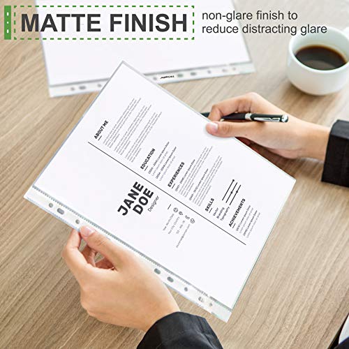 TYH Supplies 400-Pack Economy 11 Hole Non Glare Sheet Protectors 8-1/2 x 11 Inch Non Vinyl Acid Free Matte Top Loading
