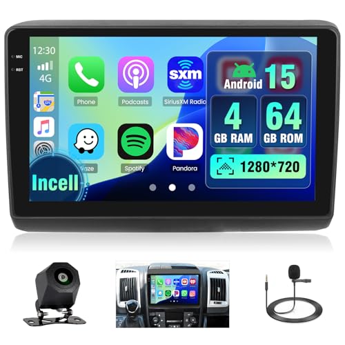 Autoradio Android 4+64G avec Carplay sans Fil et Écran Tactile 9 Pouces Incell pour Ducato