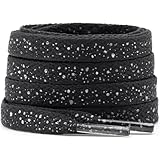 DELELE Print Flat Shoelaces for Sneakers: 31 inch Black White Cement Athletic Shoe Laces 2 Pair