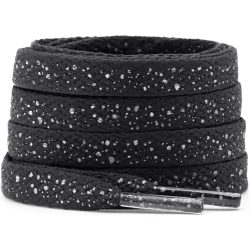 DELELE Print Flat Shoelaces for Sneakers: 31 inch Black White Cement Athletic Shoe Laces 2 Pair