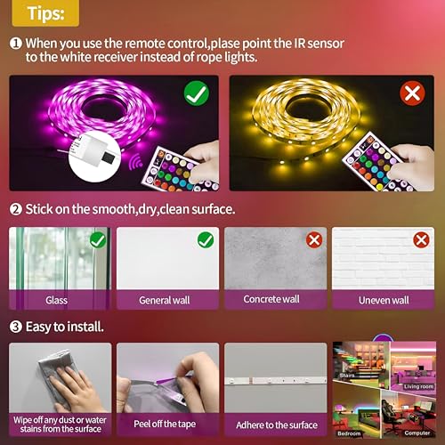 Image of RGB LED Strip Light 5M | 5050 SMD | 60 LEDs /M | 12V Plug & Play Kit with 24-Key IR Remote | Color Changing LED Lights for Room, Gaming Setup, TV, Home Decor(IR - Remote ONLY)