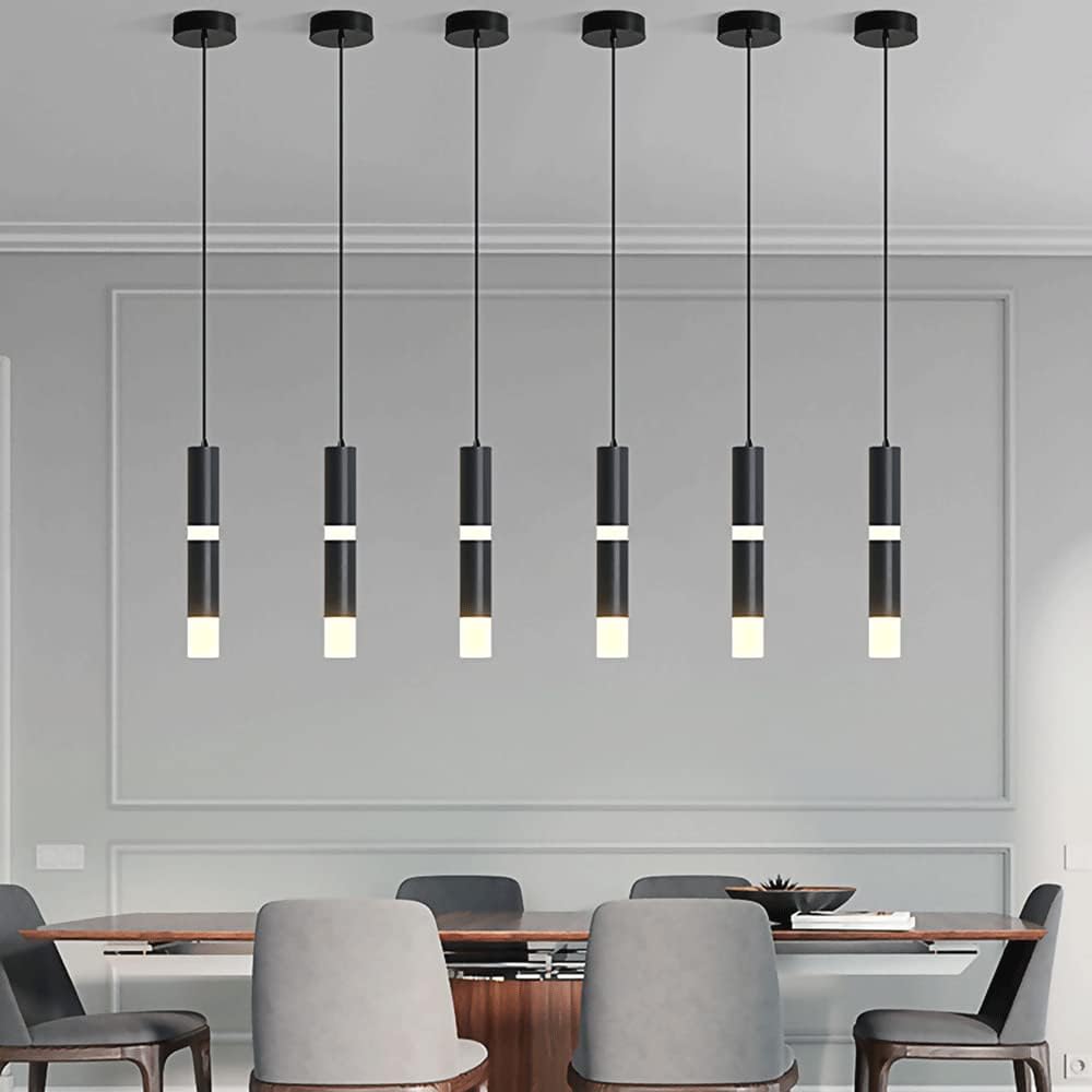 Lampe À Suspension De Comptoir De Bar, Lampes Suspendues À Flûte En Alumiavec Abat-Jour En Acrylique, Lustre Moderne À Led 6W, Lampe À Suspension À Tube Long Pour Îlot De Cuisine, Lampes