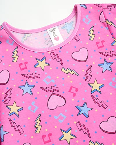 Sleep & Co Girls' Pajamas - 3 Piece Short Sleeve Sleep Shirt Nightgown (Big Girl), Size 14/16, Ombre Dream Team #TOP6