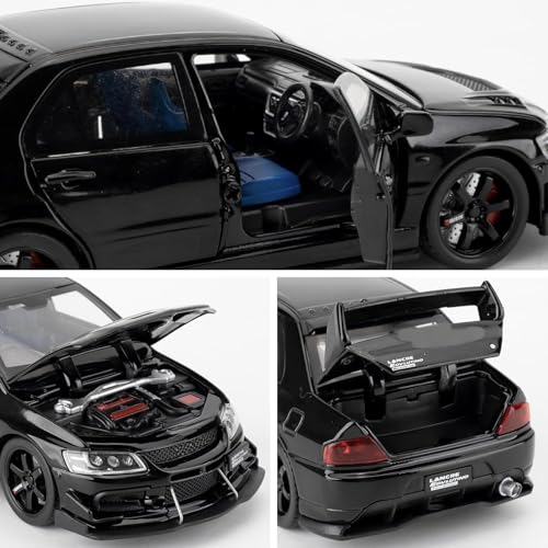 Image of FEXXA Toy Car Compatible for 1:32 Mitsu bishi Lancer Evolution Model, Pull Back Diecast Collectible Car with Sounds & Lights for Kids Boys Girls and Adults, Gift (Black)