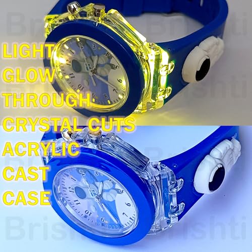 Image of Brishti 3D Cartoon Character Multicolored Glowing Digital Light and Girl's Analogue Wrist Watch | Unique 3D Cute Cartoon Character on Strap | Soft Silicone Strap | Suitable for Age 3-12 Year Kids