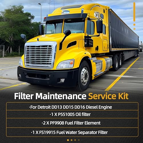 JAVOUKA Filter Service Kit, For Detroit DD13 DD15 DD16 Diesel Engine, Oil, FWS & 2 Fuel Filter Kit, Fuel Filter PF9908 P551063, Oil Filter LF17511 P551005, Fuel Water Separator FS19915 P551011 by JAVOUKA - Image 2