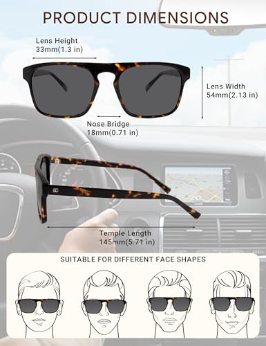 Image of BIRCEN Mens Acetate Polarized Sunglasses: Retro Square Sun Glasses UV400 Protection Anti-Glare Shades for Driving Travel