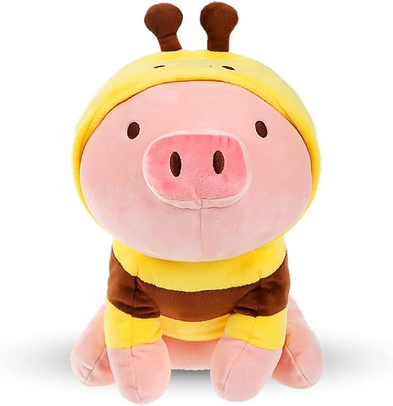 MINISO 12'' Sitting Piglet Stuffed Animals Plush Kawaii Body Pillow Bee Hoodie