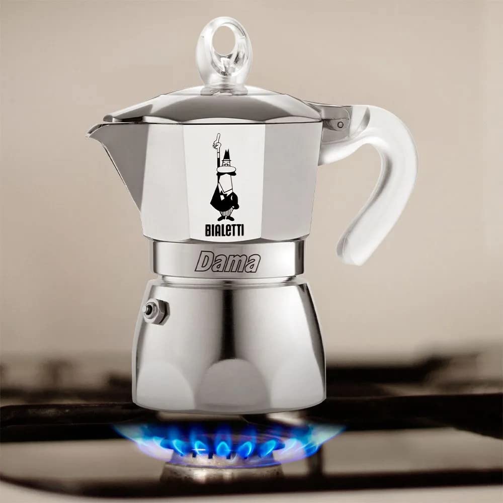Bialetti Caffettiera Dama Pure Ice, 3 Tazze, Non Adatta a Induzione, 3 Tazze (159ml), Alluminio