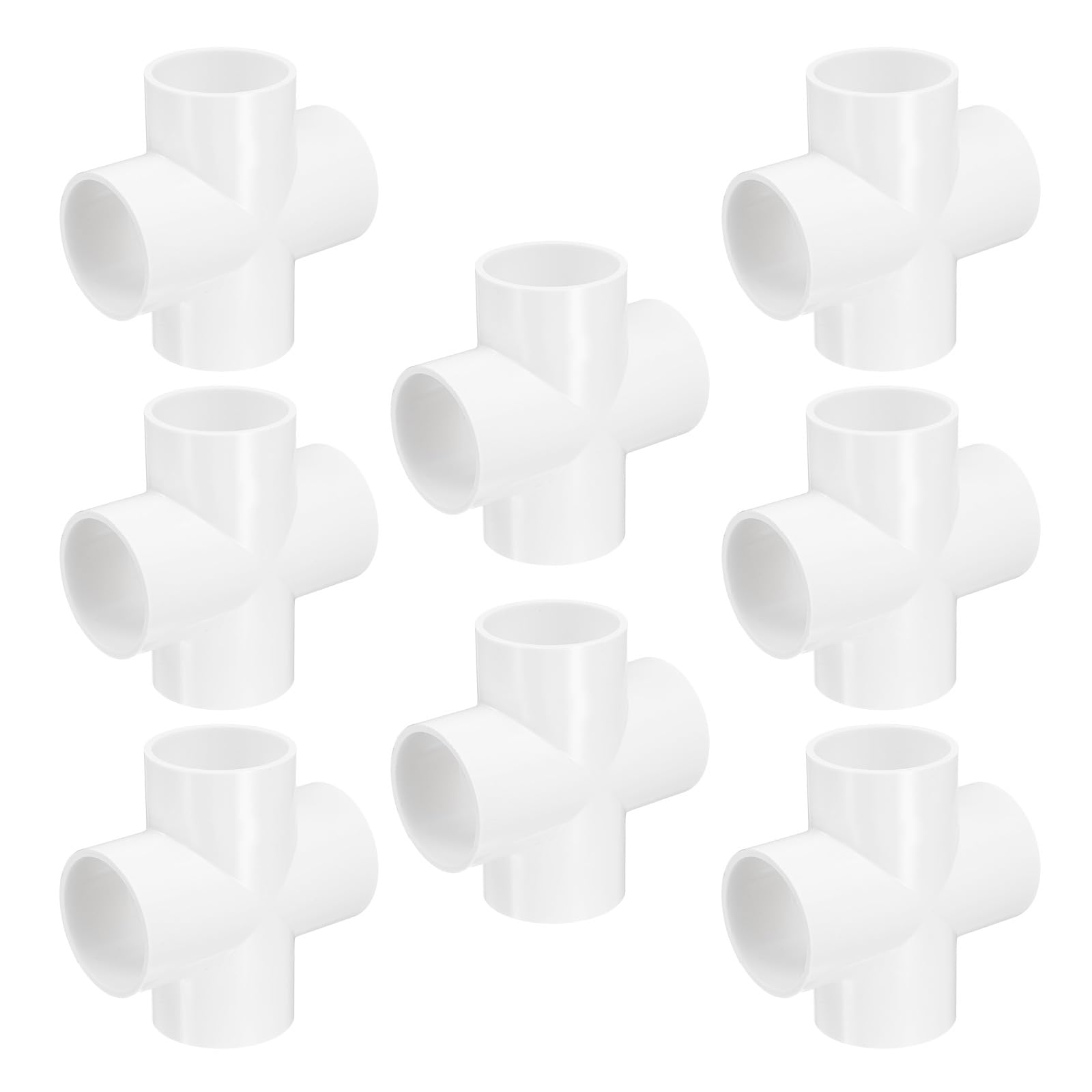 QUARKZMAN 8pz Raccordi per Tubi a 4 Vie Pvc 1-7/8" Gomito Connettore Raccordi per Tubi Irrigazione Accoppiamento Gomito per Tubi per Idraulica Fognature Acqua Drenaggio, Bianco