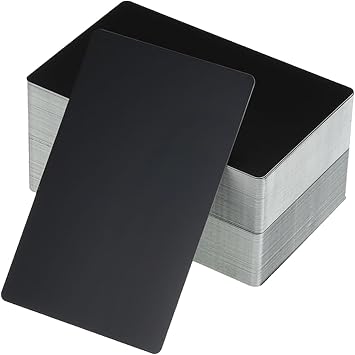 PATIKIL 300 Pack Metal Business Cards Blank, 0.45mm Thick 3.4x2.1 Inch Aluminum Laser Engrave Printable Name Card for Custom DIY, Black
