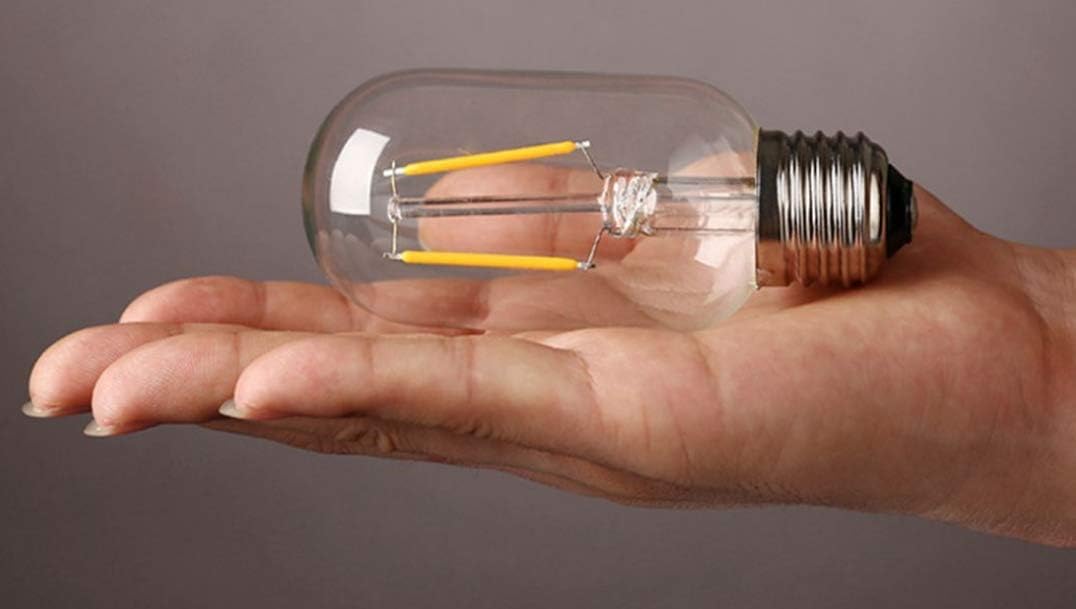 T45 LED Vintage Edison Bulbs T45 2W LED Filament Bulb T14/T45 LED Tubular Light Bulb for Home Decorative Lighting,Dimmable,2300K,2W (20W Equivalent),E26/E27 Medium Base,Amber Glass,Pack of 4