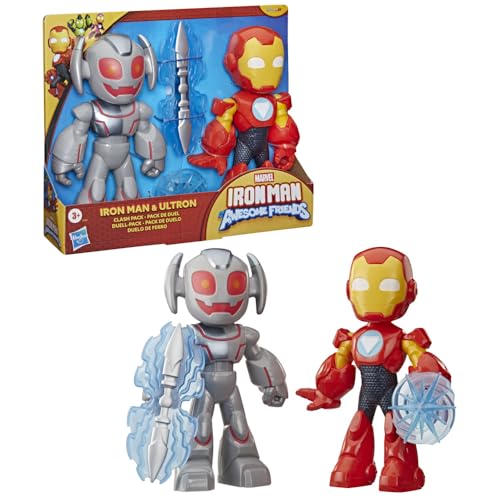 Marvel Iron Man et Ses Amis Extraordinaires Pack de Duel Iron Man et Ultron, Figurines géantes de 22,5 cm, Jouets de Super-héros pour Enfants, dès 3 Ans
