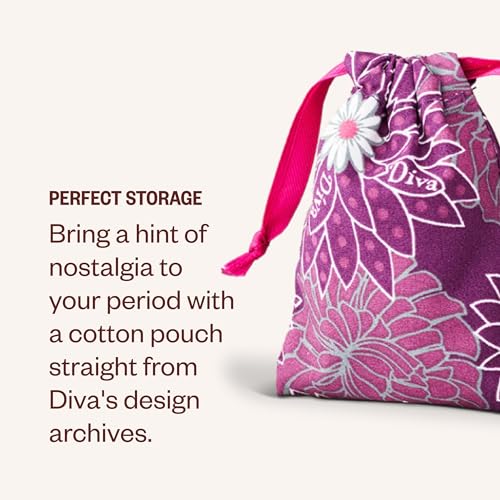 Image of DIVA Cup Model 2 & Pouch - Medical Grade Silicone Cup for Period Care - Reusable Menstrual Cup - Up to 12 Hours of Wear - Model 2 (For Wide Vaginal Canals, Post-Partum & Ages 35+) Plus Retro DivaPouch