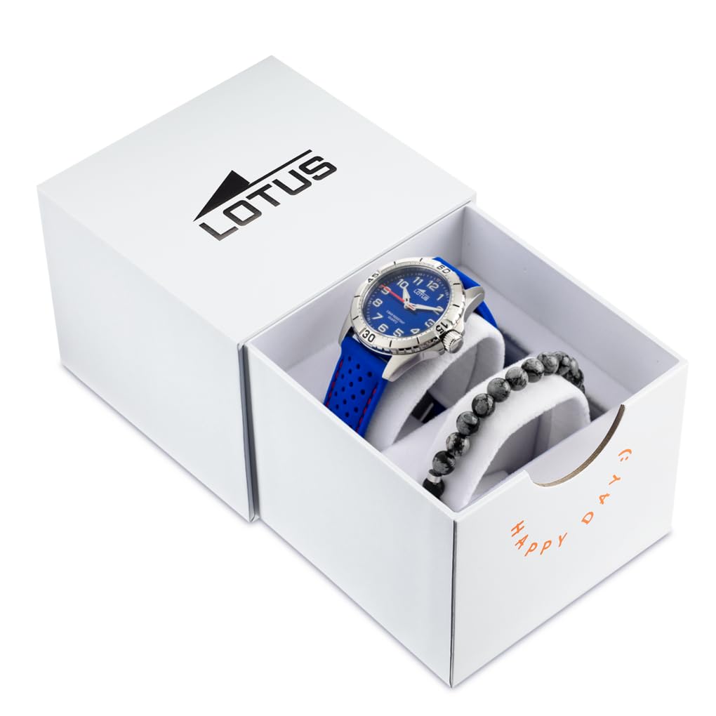 LOTUS Orologio Bambino Analogico in Acciaio Inossidabile e Gomma Blu | Movimento al Quarzo, Orologio Bambino, Vetro Minerale ad Alta Resistenza, Impermeabile 5 ATM 18663/2
