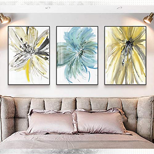 Aquarelle Fleur Peinture Toile Abstraite pour Salon et Chambre Zen
