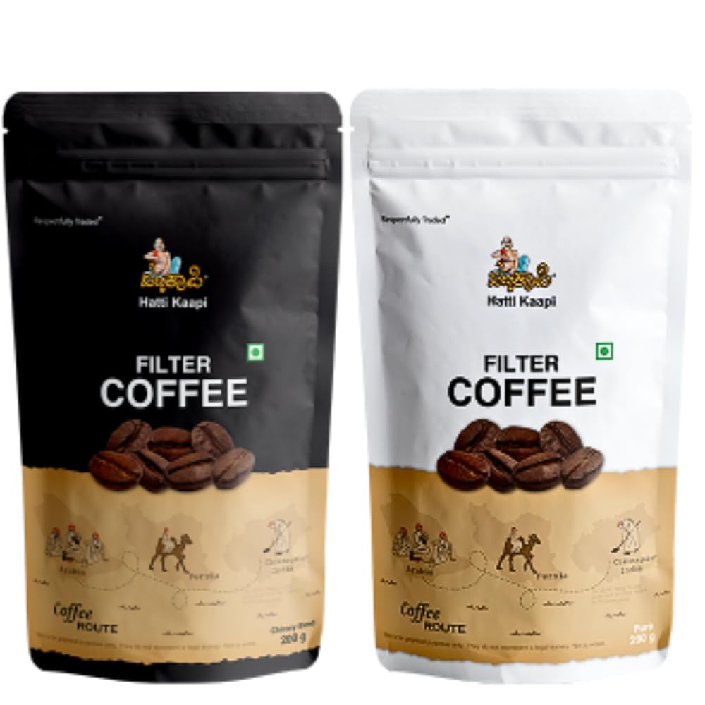 Hatti Kaapi Chicory Blended Coffee Powder and Pure Coffee 400 Grams (Combo of 2)