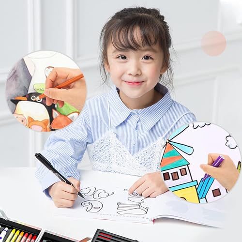 Image of KARP Children Deluxe Art Drawing Set for Kids| Drawing & Coloring Set with Crayons, Oil Pastels, Colour Pencils, Watercolors, Sketch Pens, Brushes & Carry Case (145 Pcs Astronaut Print Art Set - Blue)