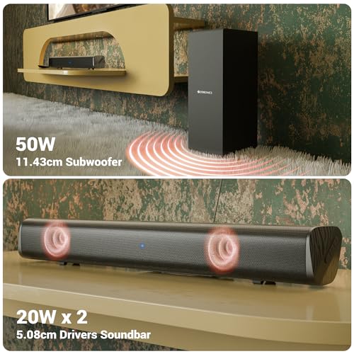 Image of ZEBRONICS 90 Watts, Compact Soundbar, Home Theatre, Dual Driver Soundbar, 11.43cm Subwoofer, HDMI ARC, Bluetooth v5.1, Wall Mountable, Glossy Finish (Juke BAR 200A)