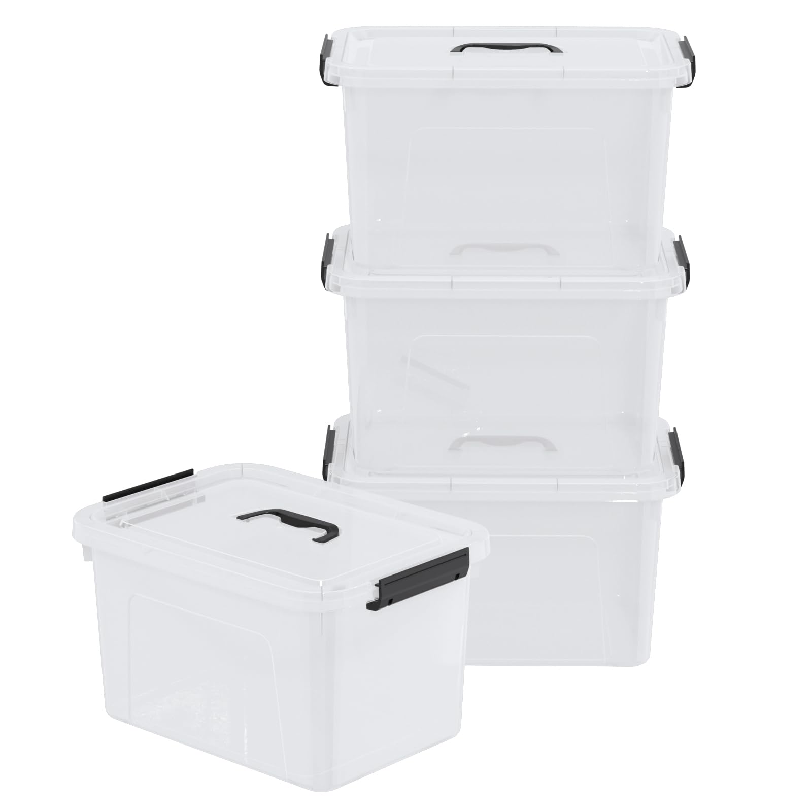 Amazon.co.jp: Parlynies プラスチック製収納ボックス 蓋付き 4個