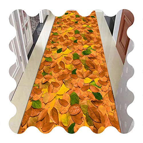 Alfombras de pasillo largo con patrón 3D lavable de hoja de limón para hotel 2